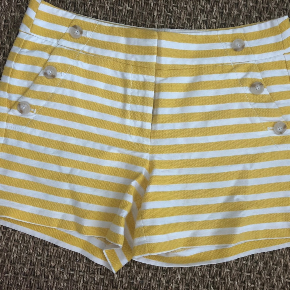 EUC LOFT Yellow White Stripped Sailor Shorts 6